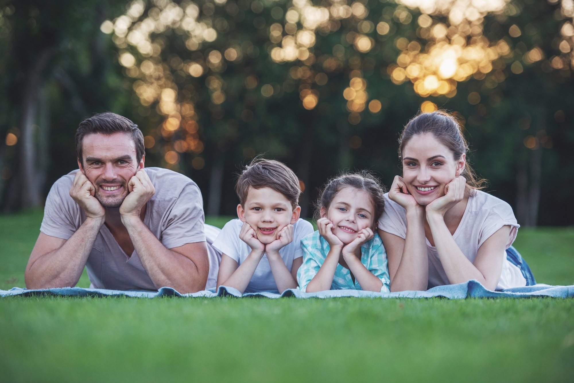 Family playing outside